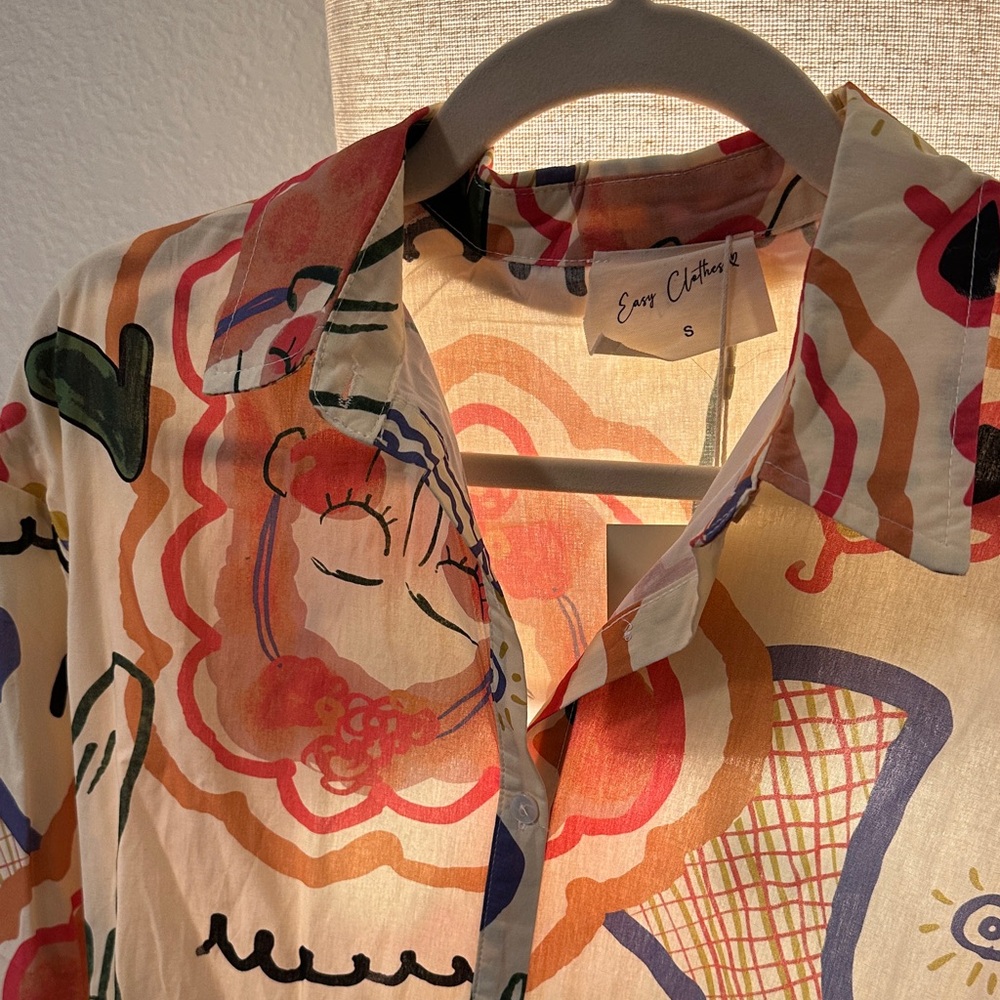 Colorful Abstract Print Button-Up Shirt - Picture 2 of 3